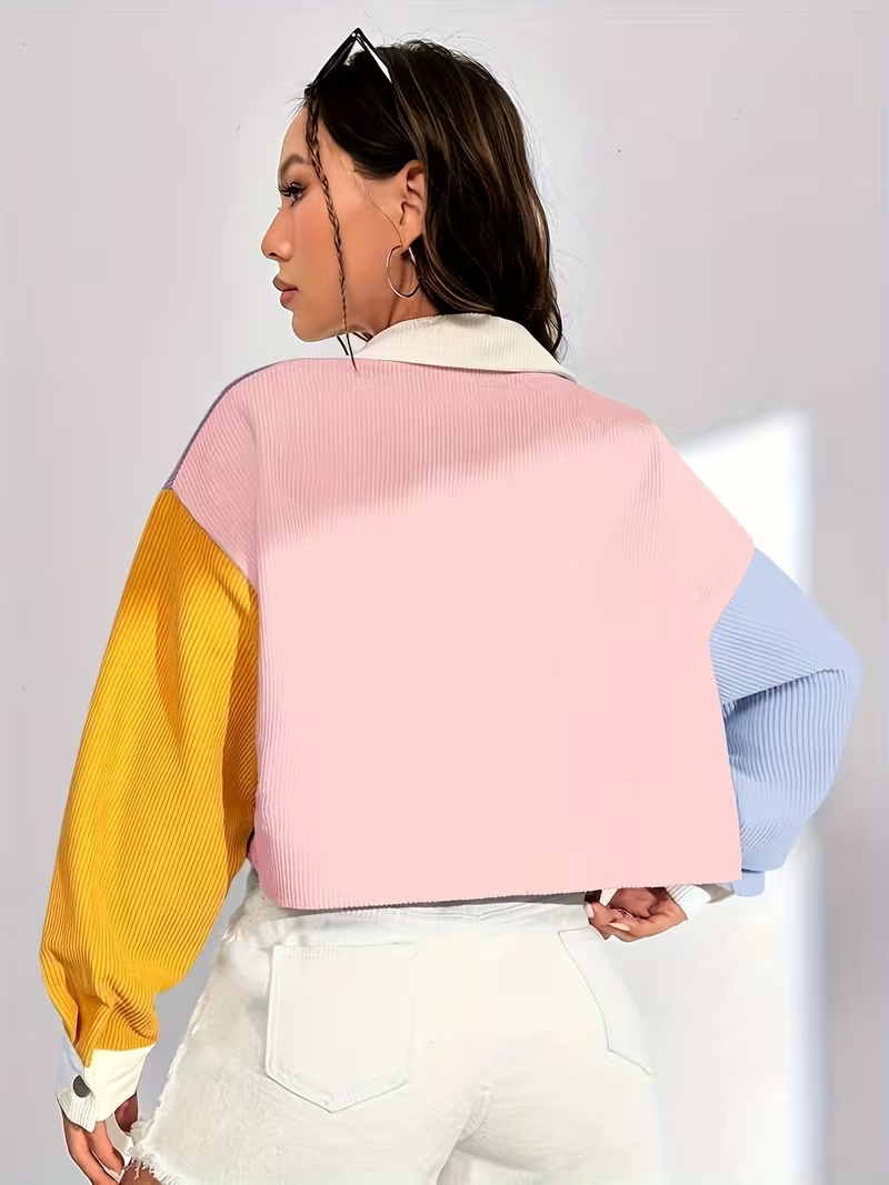 Women's Colour-Blocked Corduroy Jacket