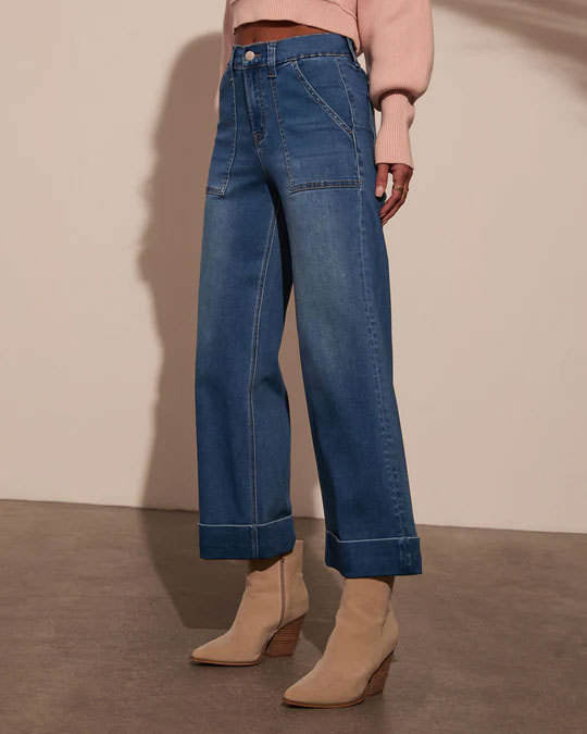Women's High-Rise Wide-Leg Denim Jeans